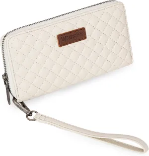 Montana West X Wrangler Large Quilted Wallet for Women with a Detachable Wristlet & Rfid Lining