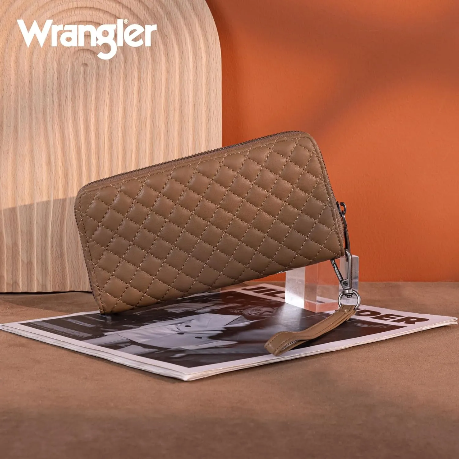 Montana West X Wrangler Large Quilted Wallet for Women with a Detachable Wristlet & Rfid Lining