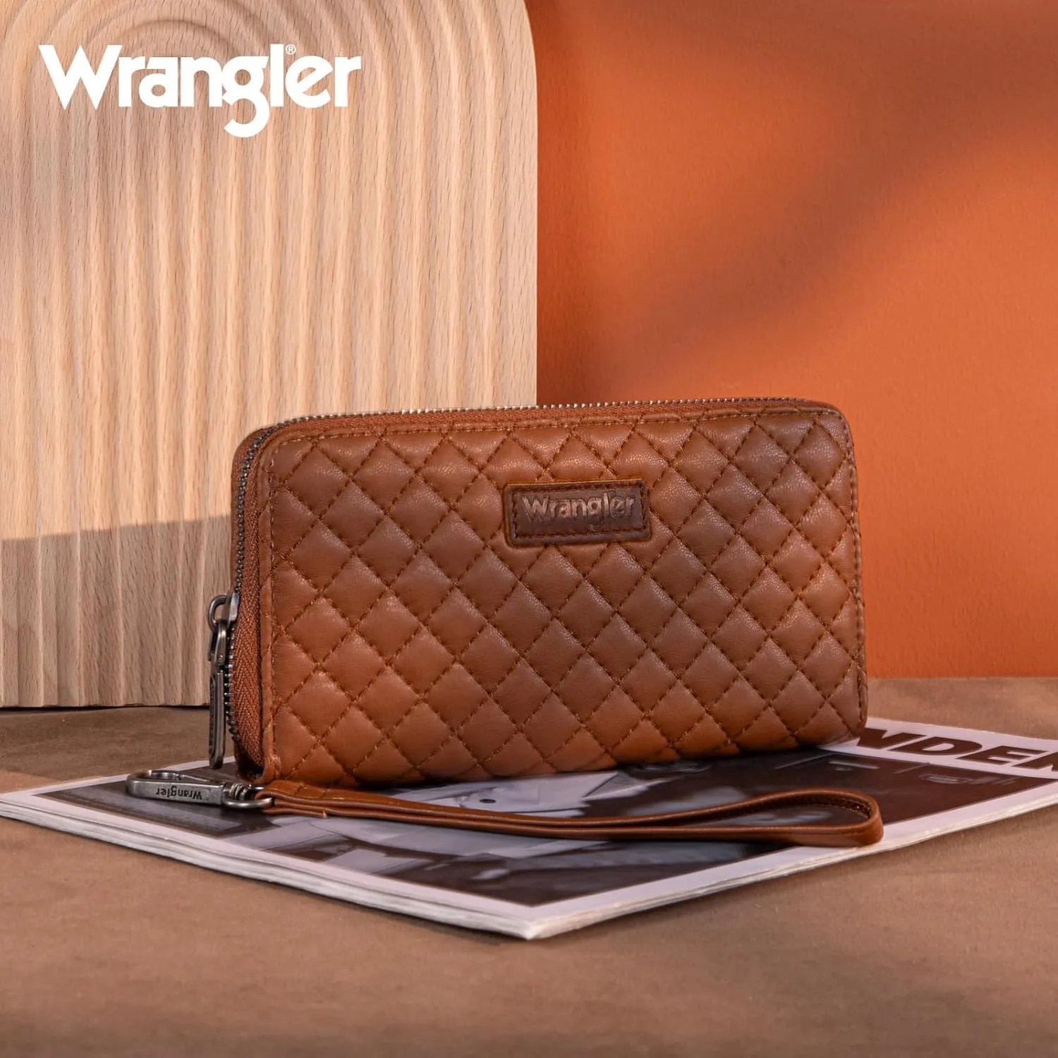 Montana West X Wrangler Large Quilted Wallet for Women with a Detachable Wristlet & Rfid Lining