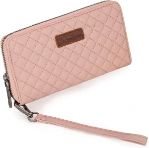 Montana West X Wrangler Large Quilted Wallet for Women with a Detachable Wristlet & Rfid Lining