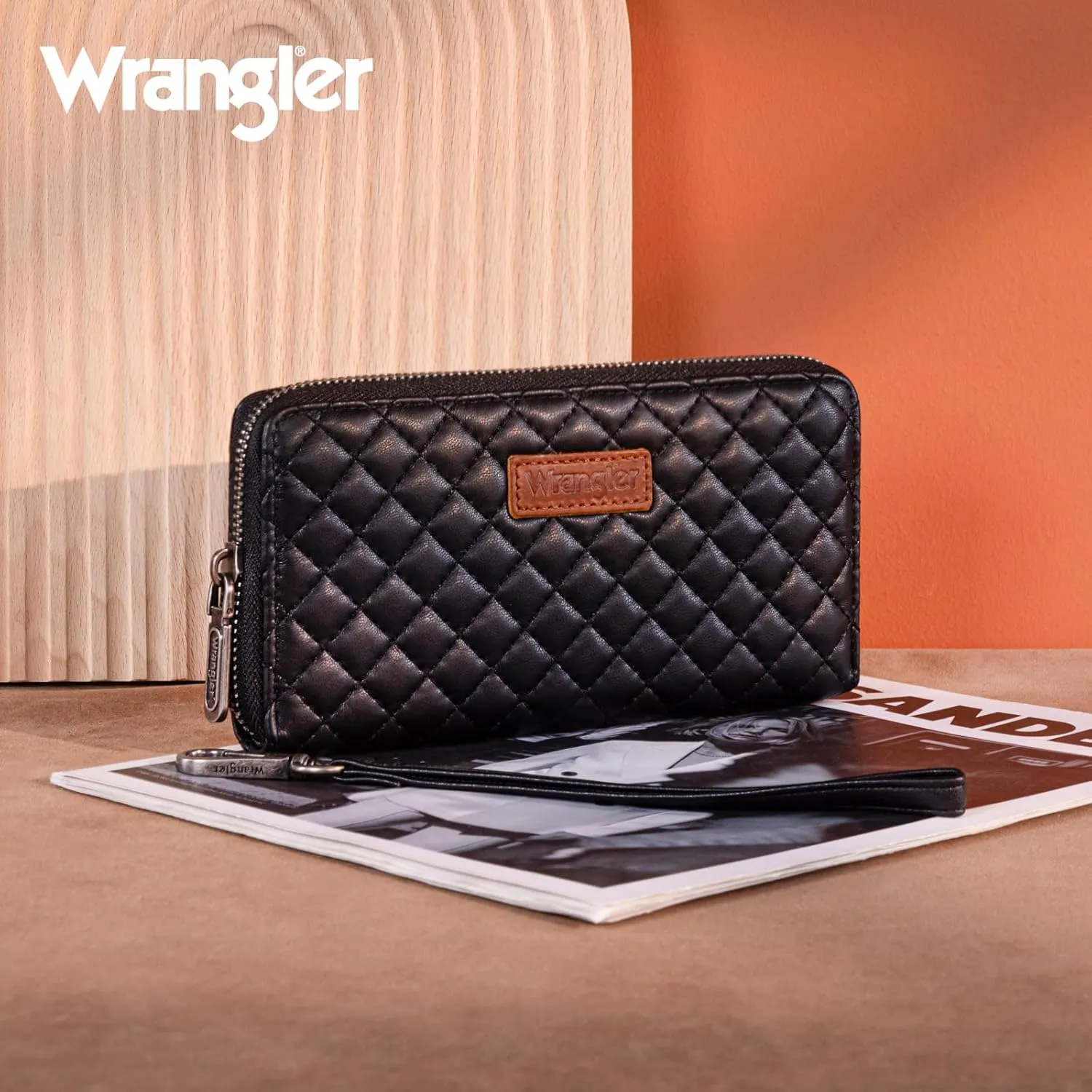 Montana West X Wrangler Large Quilted Wallet for Women with a Detachable Wristlet & Rfid Lining