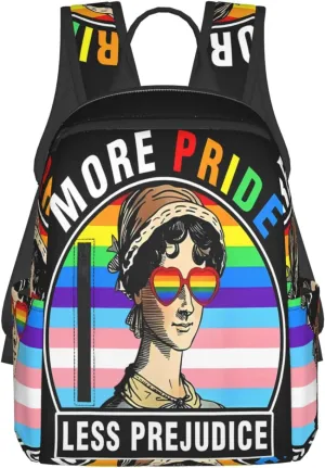 More Pride Less Prejudice LGBT Rainbow Gay Travel Laptop Backpack Casual Backpacks Double Shoulder Daypack Notebook Rucksack Work Bags Sports Bag for Gym Hiking Camping Beach