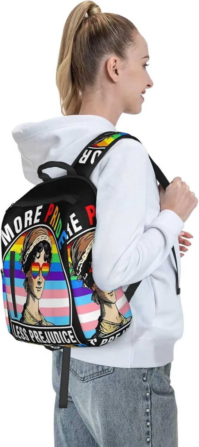 More Pride Less Prejudice LGBT Rainbow Gay Travel Laptop Backpack Casual Backpacks Double Shoulder Daypack Notebook Rucksack Work Bags Sports Bag for Gym Hiking Camping Beach
