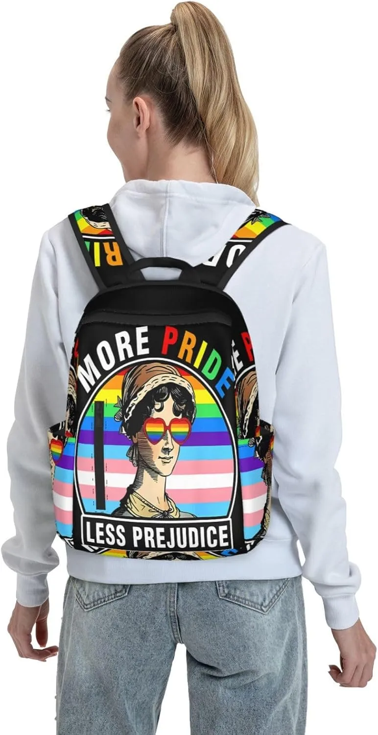 More Pride Less Prejudice LGBT Rainbow Gay Travel Laptop Backpack Casual Backpacks Double Shoulder Daypack Notebook Rucksack Work Bags Sports Bag for Gym Hiking Camping Beach