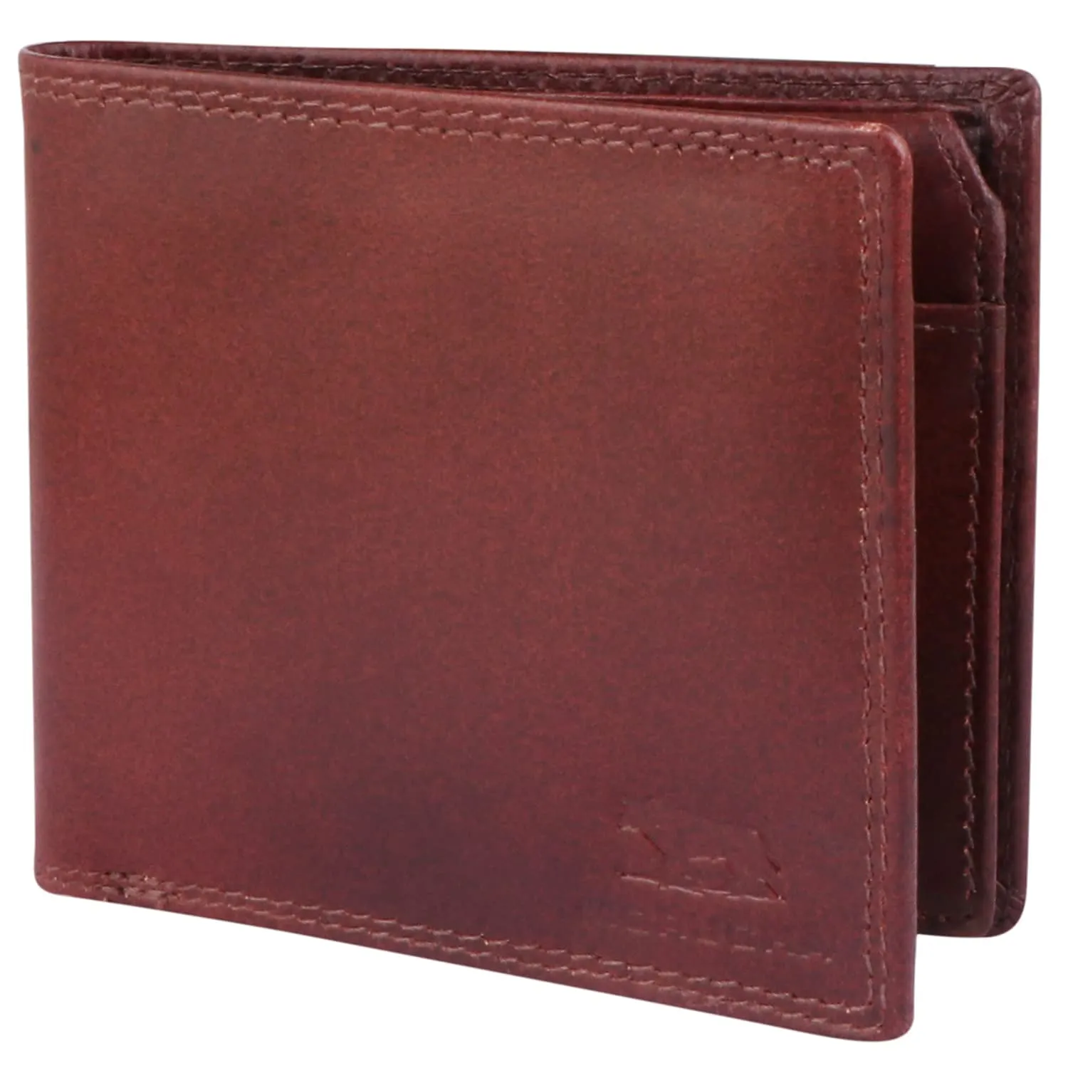 MORUCHA Mens RFID Blocking Real Soft Leather Passcase Wallet M-115 Burgundy