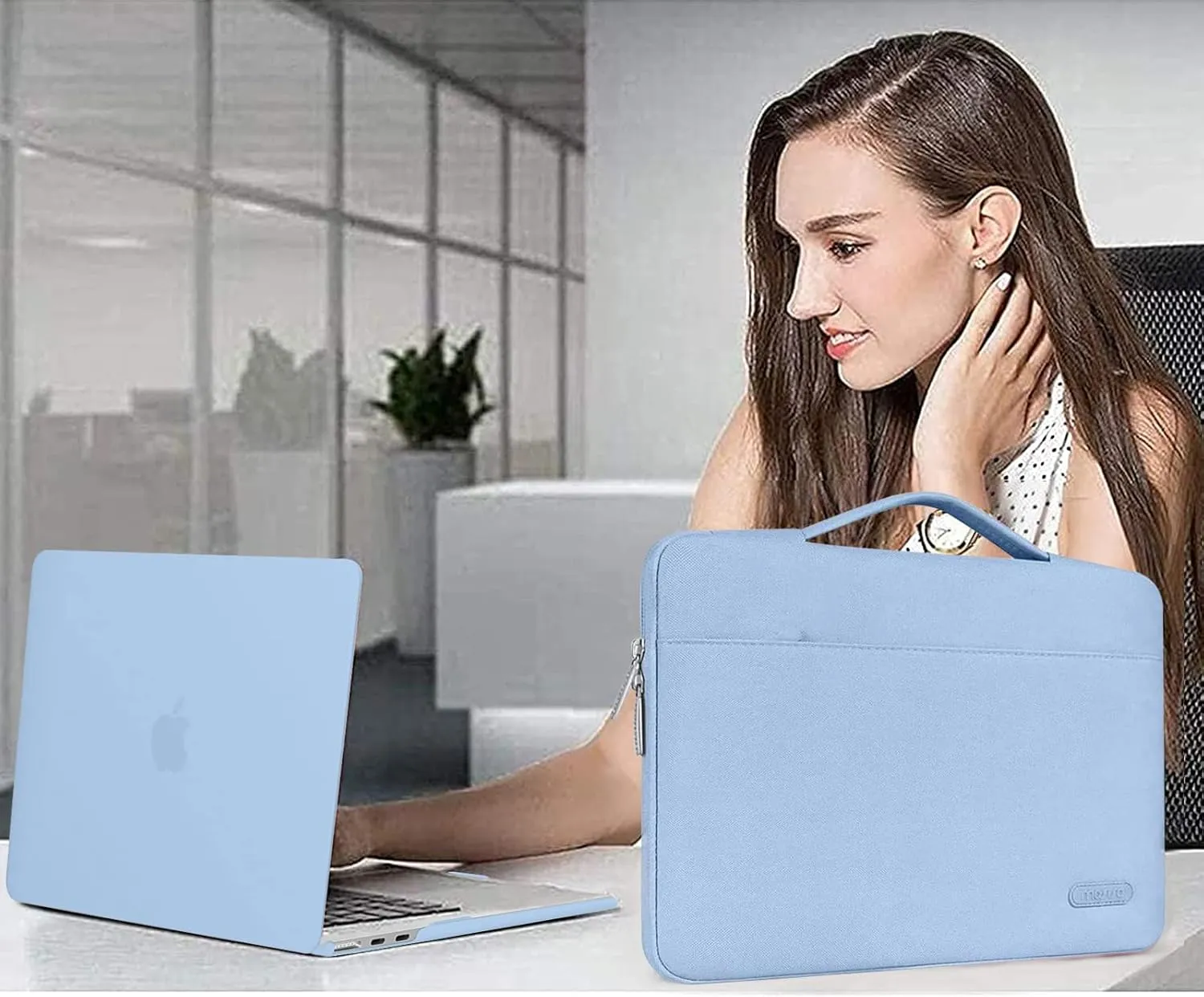 MOSISO Compatible with MacBook Air 13 inch Case 2025 2024 2023 2022 M4 A3240 M3 A3113 M2 A2681, Hard Shell&Sleeve Bag&Keyboard Skin&Webcam Cover&Screen Film for MacBook Air 13.6 inch, Air Blue