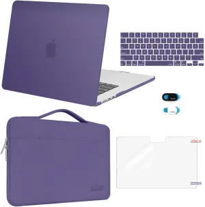 MOSISO Compatible with MacBook Air 15 inch Case 2025 2024 2023 Release M4 A3241 M3 A3114 M2 A2941, Plastic Hard Shell&Carrying Sleeve Bag&Keyboard Cover&Webcam Cover&Screen Protector, Imperial Purple