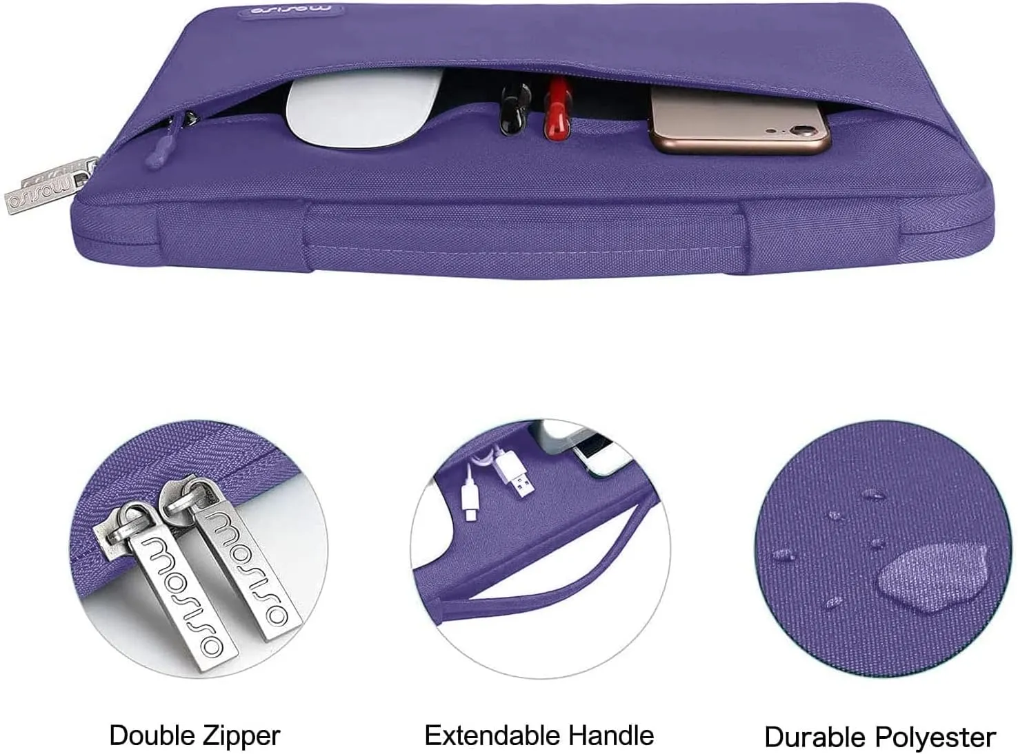 MOSISO Compatible with MacBook Air 15 inch Case 2025 2024 2023 Release M4 A3241 M3 A3114 M2 A2941, Plastic Hard Shell&Carrying Sleeve Bag&Keyboard Cover&Webcam Cover&Screen Protector, Imperial Purple