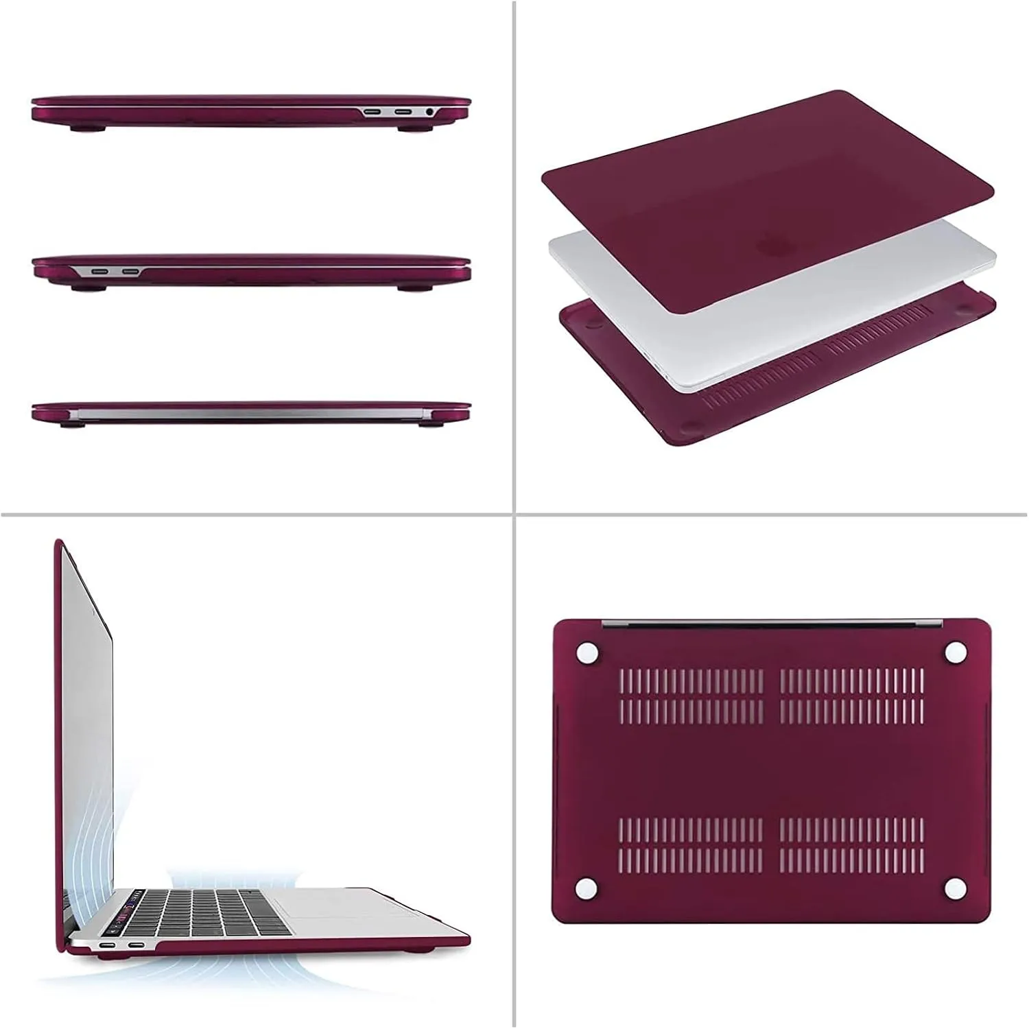 MOSISO Compatible with MacBook Pro 13 inch Case M2 2025, 2024, 2023-2016 A2338 M1 A2251 A2289 A2159 A1989 A1708 A1706, Plastic Hard Case&Bag&Keyboard Skin&Webcam Cover&Screen Protector, Marsala Red