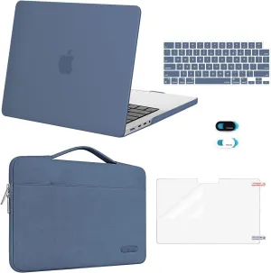 MOSISO Compatible with MacBook Pro 14 inch Case 2025 2024 2023 2022 2021 M4 M3 M2 M1 A3112 A3185 A3401 A2918 A2992 A2779 A2442, Hard Case&Bag&Keyboard Cover&Webcam Cover&Screen Film, Steel Blue