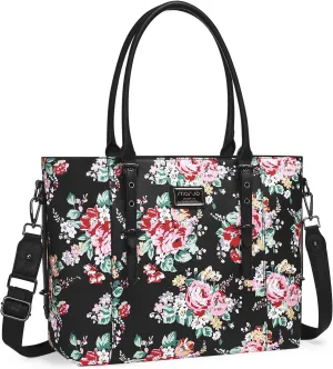 MOSISO Laptop Bag for Women, 15.6-16 inch PU Leather Laptop Tote Bag, Buttercups