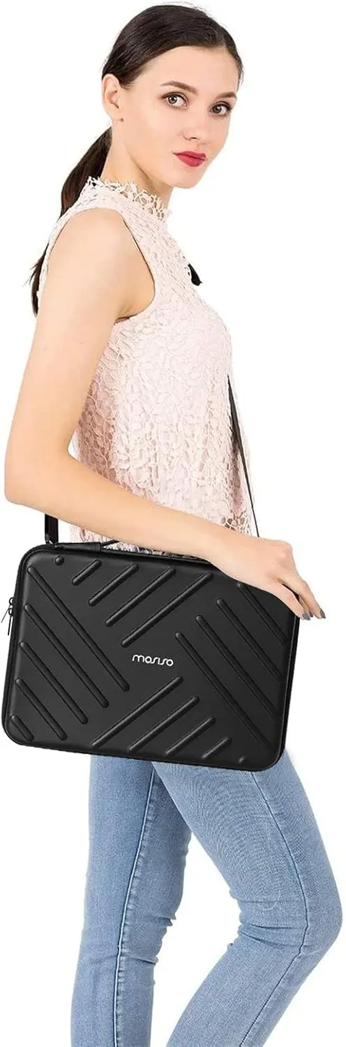 MOSISO Laptop Shoulder Bag Compatible with MacBook Pro 14 inch 2023 2022 2021 Release M3 A2918 A2992 M2 A2779 M1 A2442 Pro/Max Chip, Waterproof Shockproof Diagonal Stripe Case Bag, Black