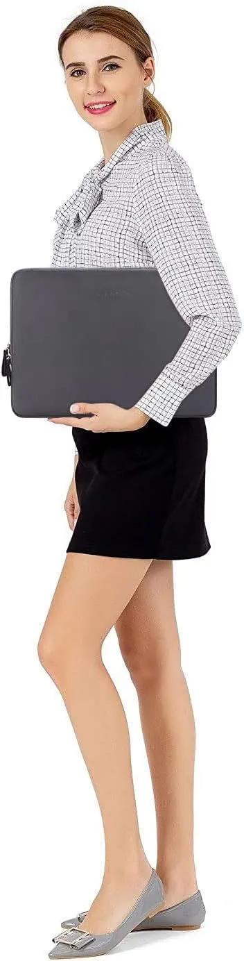 MOSISO Laptop Sleeve Bag 13.3 inch Compatible with MacBook Air/Pro, 13-13.3 inch Notebook, Compatible with MacBook Pro 14 2025-2021 M4 M3 M2 M1, PU Leather Padded Bag Waterproof Case, Space Gray
