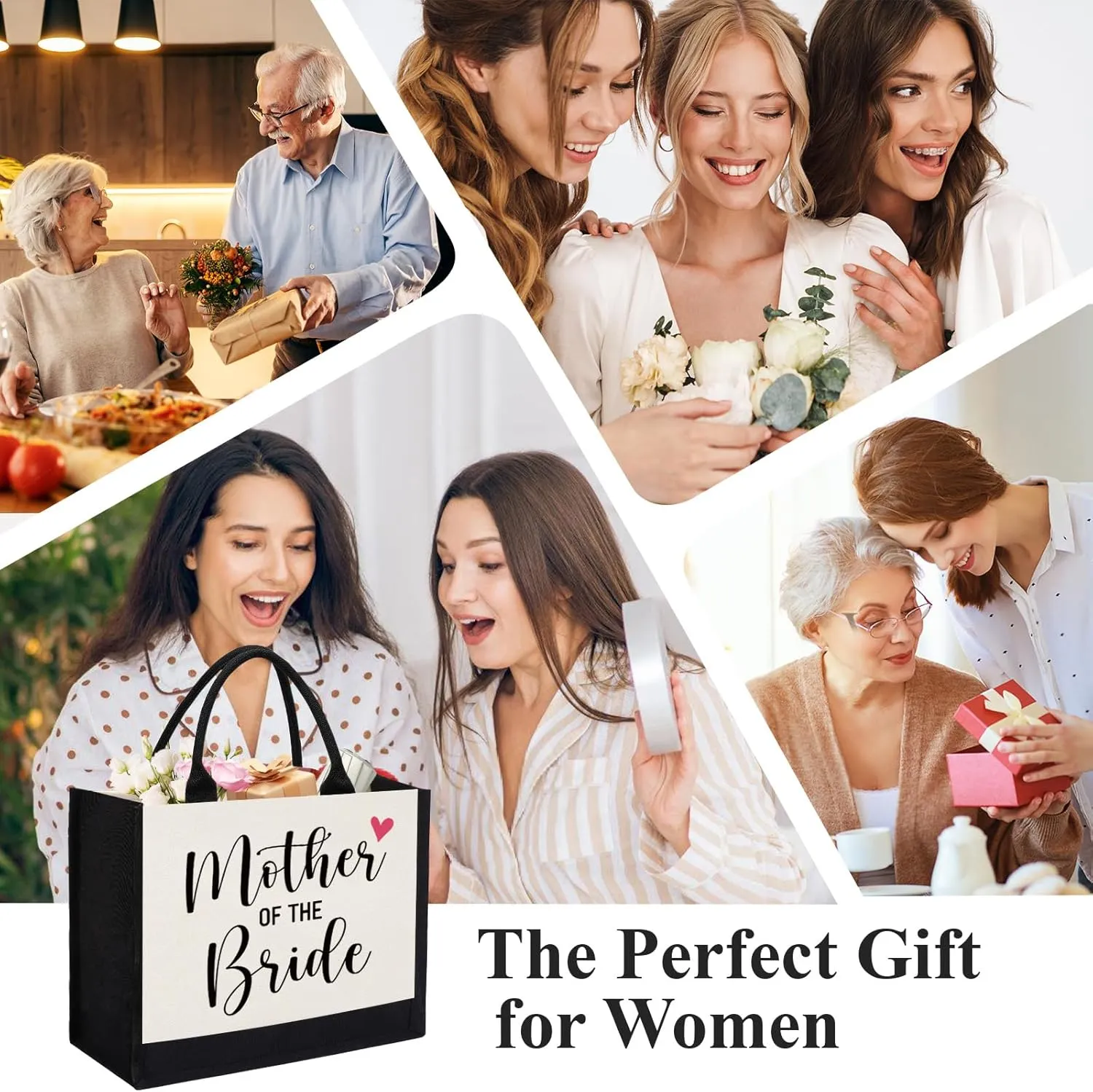 Mother of the Bride Gifts for Wedding Day from Bride Groom, Bridal Shower Gifts, Mother of the Groom Tote Bag Reusable Grocery Bags