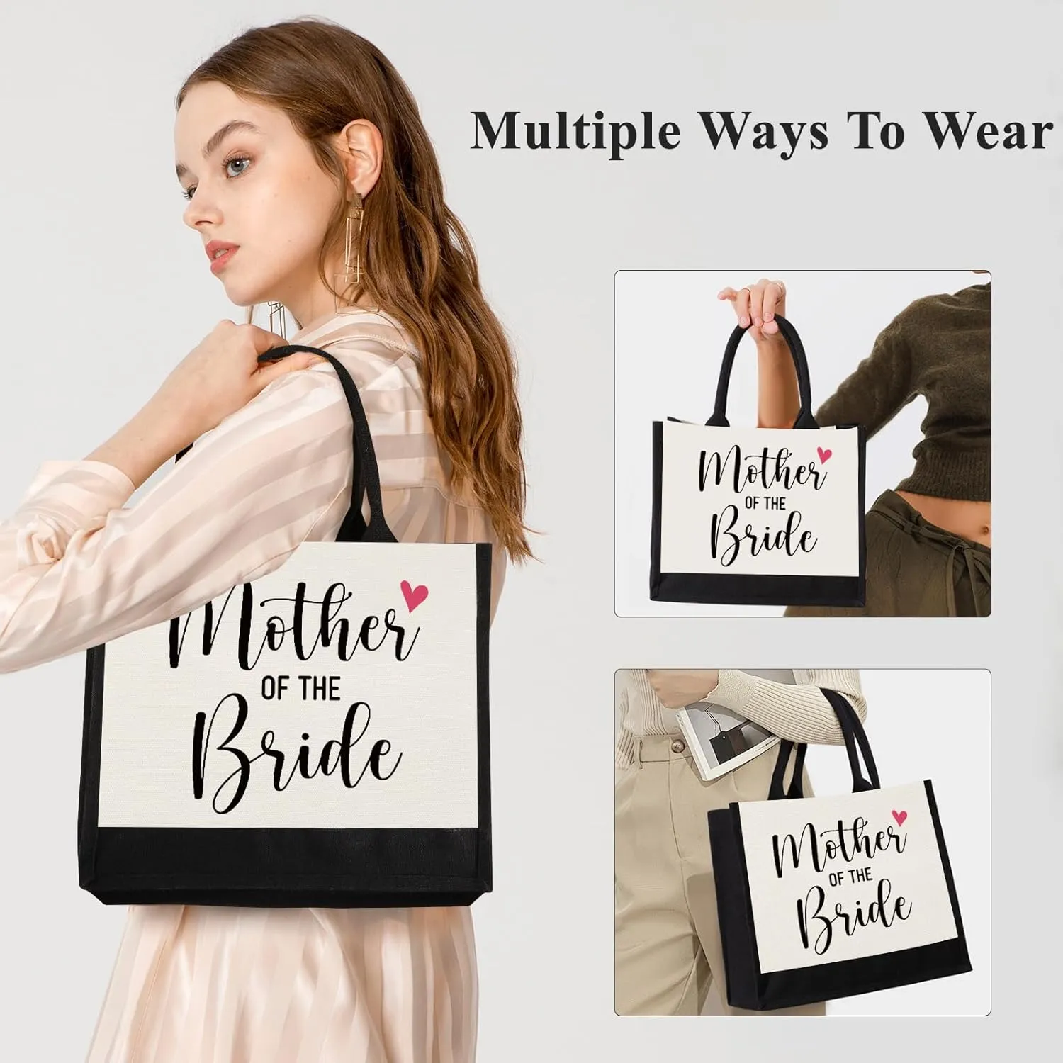 Mother of the Bride Gifts for Wedding Day from Bride Groom, Bridal Shower Gifts, Mother of the Groom Tote Bag Reusable Grocery Bags