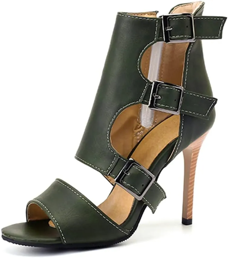 MRKEWUNEY High Heel Booties for Women Peep Toe Lace Up Pumps Summer Fashion Booties for Women