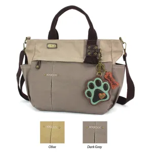 Multi Pocket Tote - Paw Print Teal