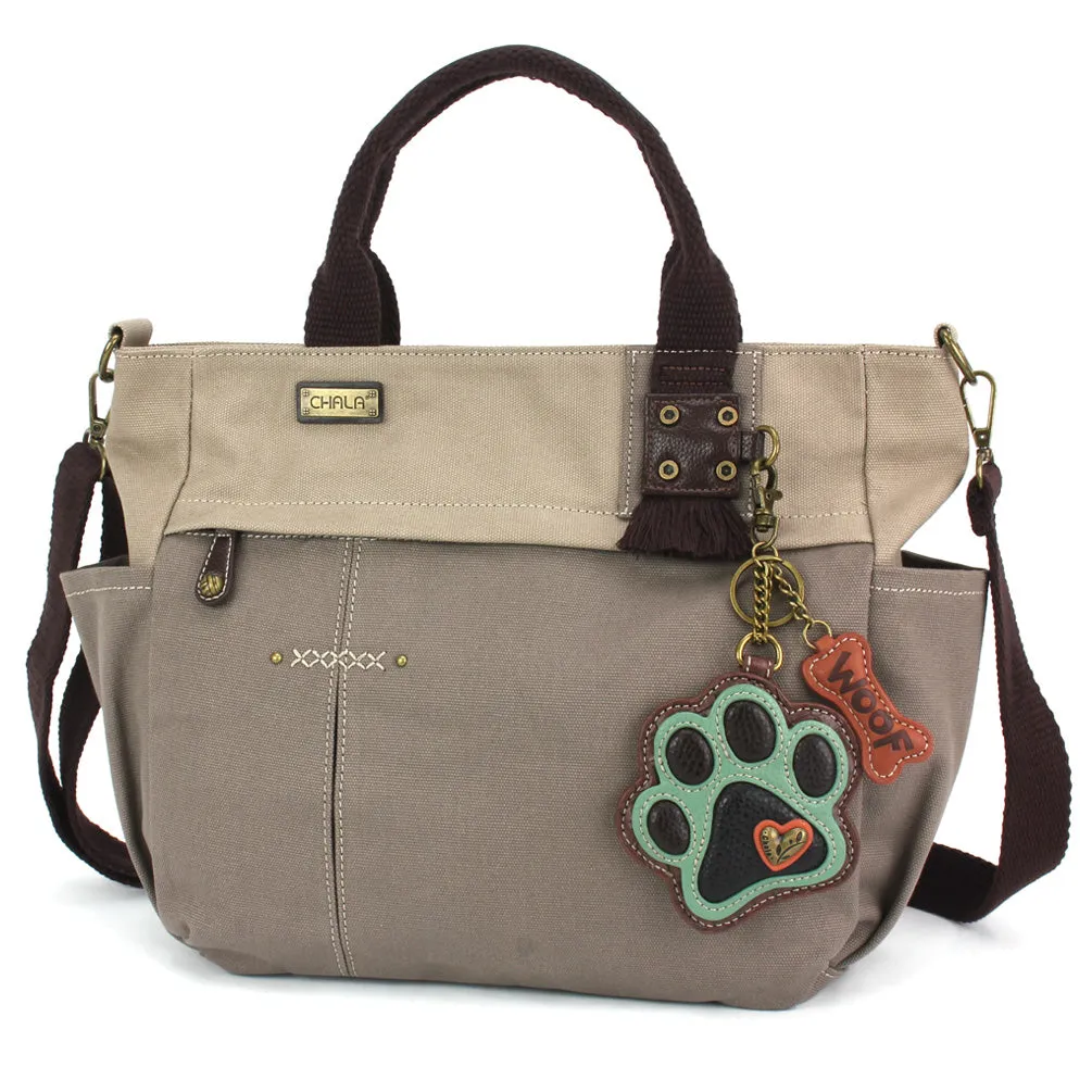 Multi Pocket Tote - Paw Print Teal
