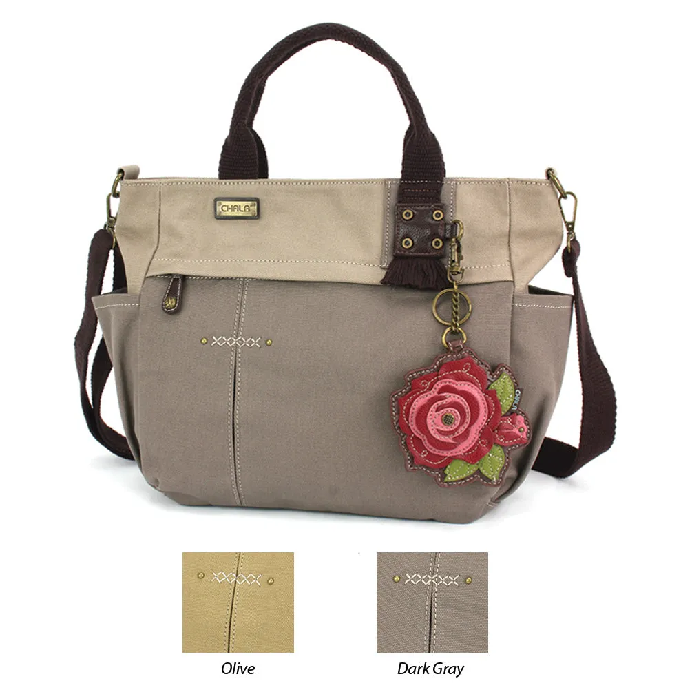 Multi Pocket Tote - Rose Red