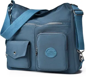 Multipurpose Hobo Purse for Women with Antitheft RFID, Waterproof Nylon Crossbody Bag Shoulder Handbag, Convertible Backpack
