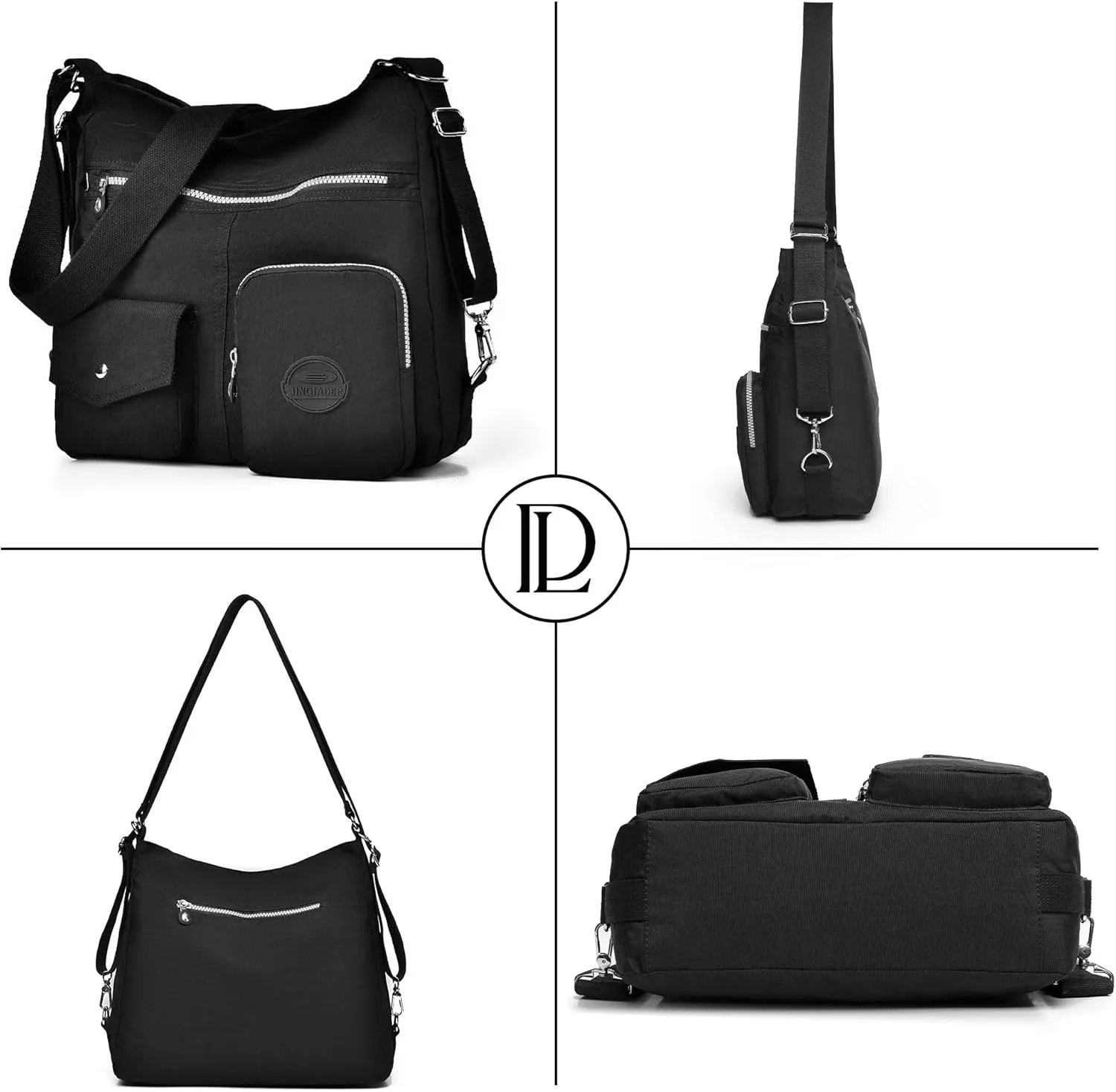 Multipurpose Hobo Purse for Women with Antitheft RFID, Waterproof Nylon Crossbody Bag Shoulder Handbag, Convertible Backpack