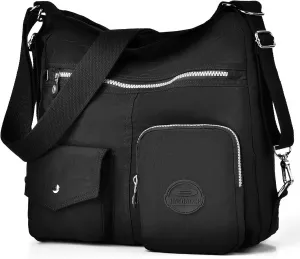 Multipurpose Hobo Purse for Women with Antitheft RFID, Waterproof Nylon Crossbody Bag Shoulder Handbag, Convertible Backpack
