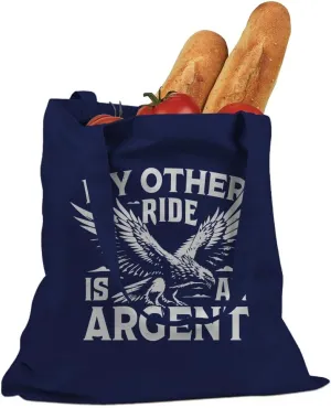 My Other Ride is an Argent Cotton Canvas Tote Bag