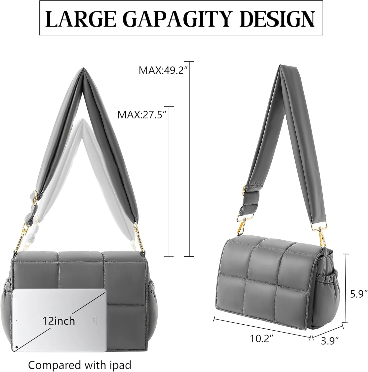 NAARIIAN Crossbody Bag for Women Quilted Puffer Purse Fashion Lightweight Travel Handbags Cute Small Shoulder Bag