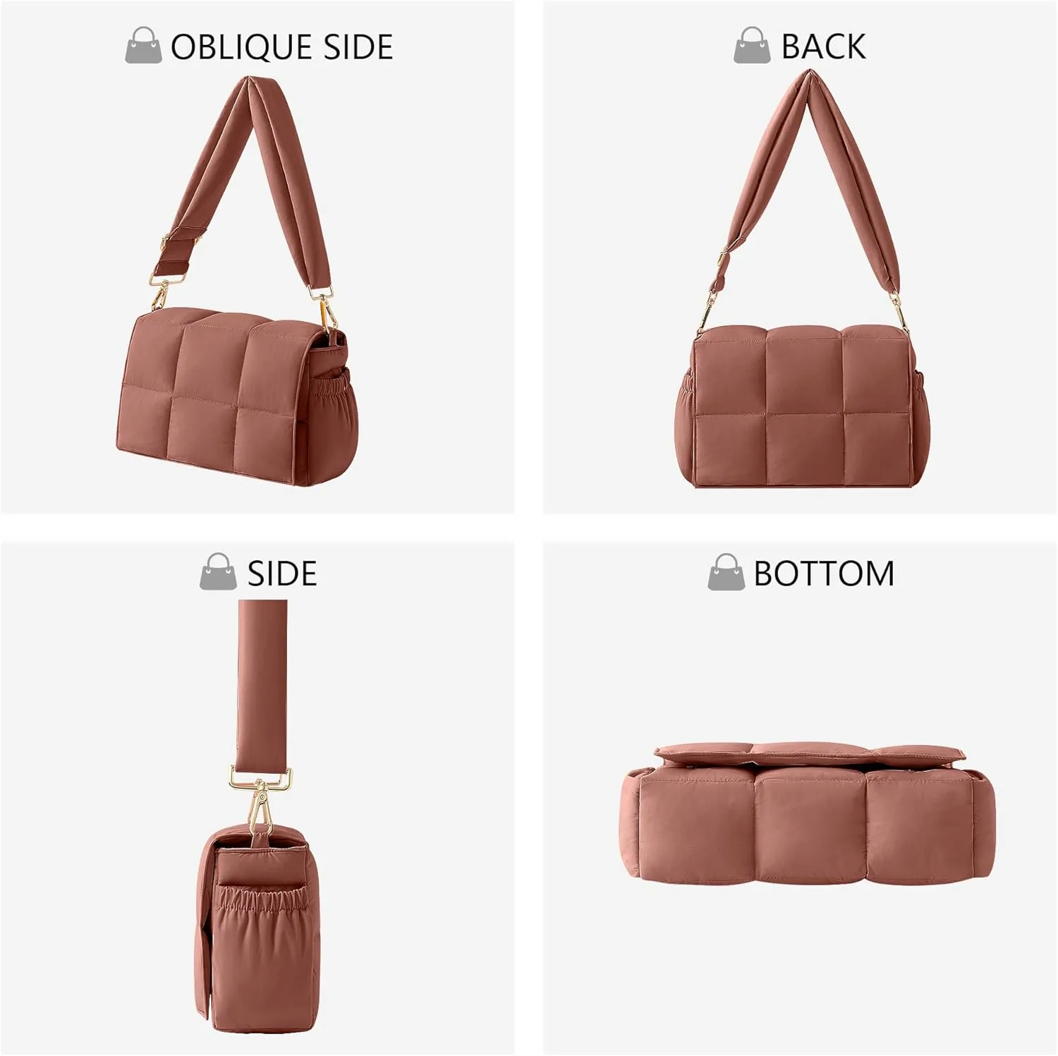 NAARIIAN Crossbody Bag for Women Quilted Puffer Purse Fashion Lightweight Travel Handbags Cute Small Shoulder Bag