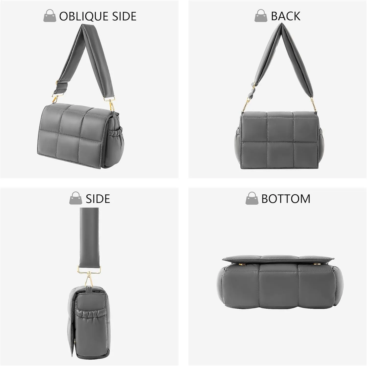 NAARIIAN Crossbody Bag for Women Quilted Puffer Purse Fashion Lightweight Travel Handbags Cute Small Shoulder Bag