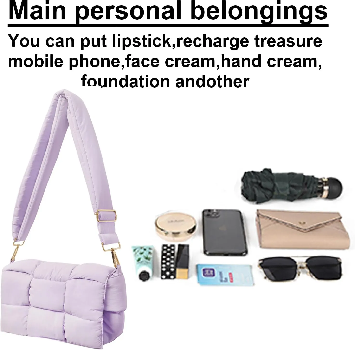 NAARIIAN Shoulder bags for women, Light-weight small puffer purses waterproof, hand-woven puffy bag crossbody handbag
