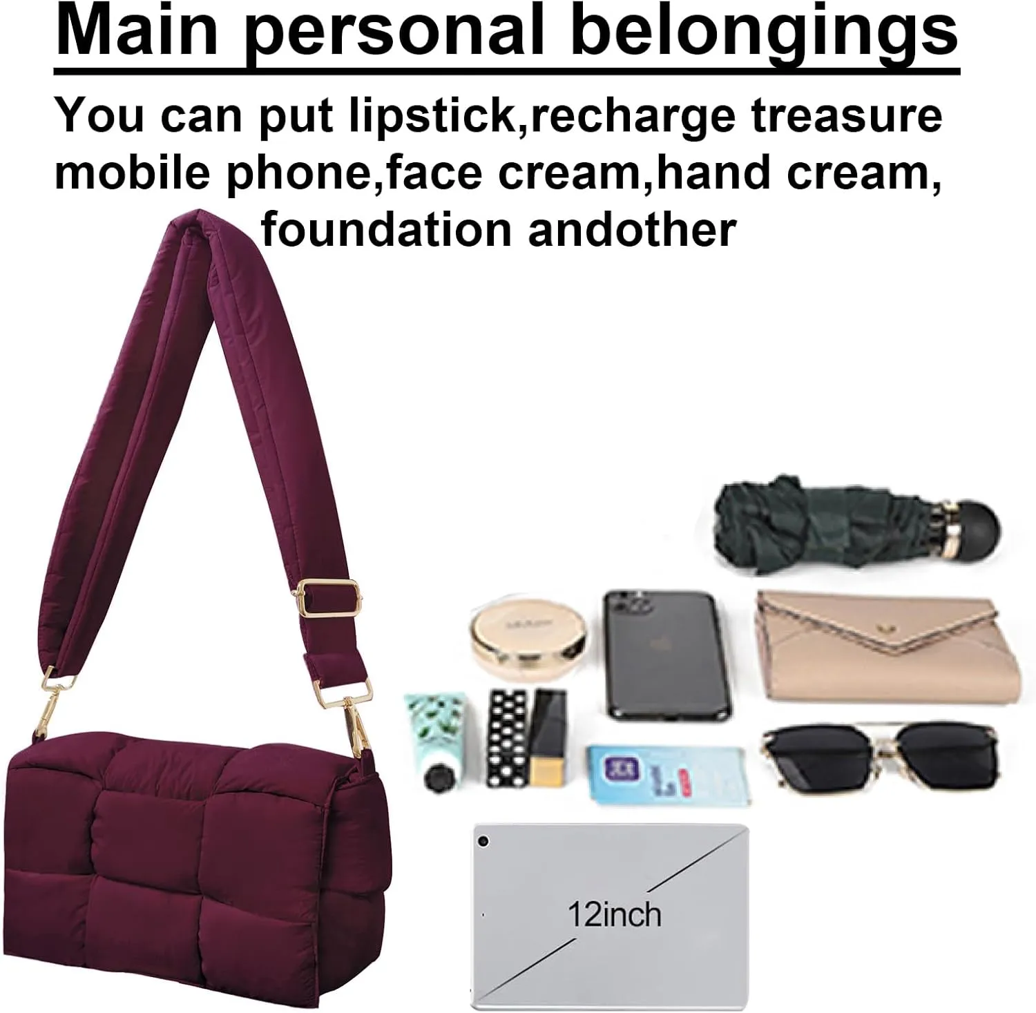 NAARIIAN Shoulder bags for women, Light-weight small puffer purses waterproof, hand-woven puffy bag crossbody handbag