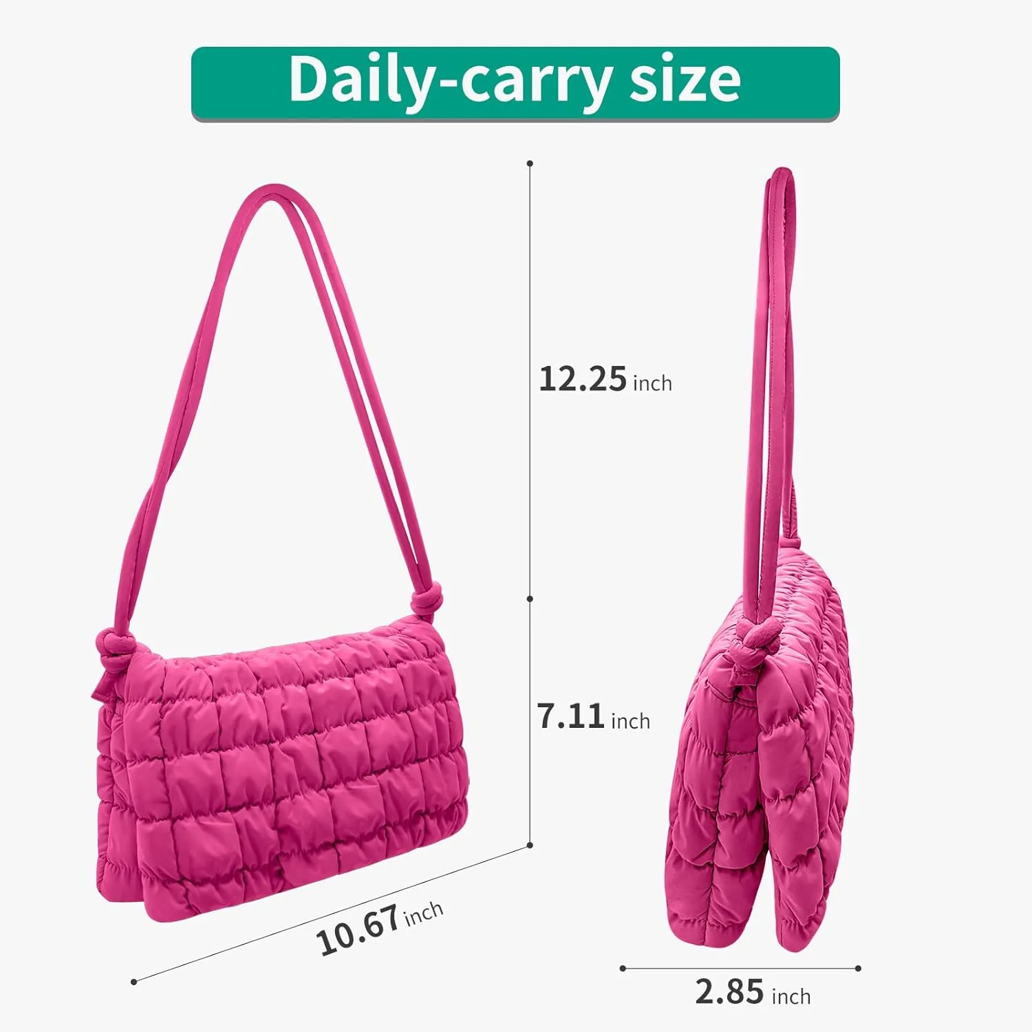 NAARIIAN Small Shoulder handbag for Women, Puffy Cute Purses Quilted Crescent Hobo Clutch Top-Handle