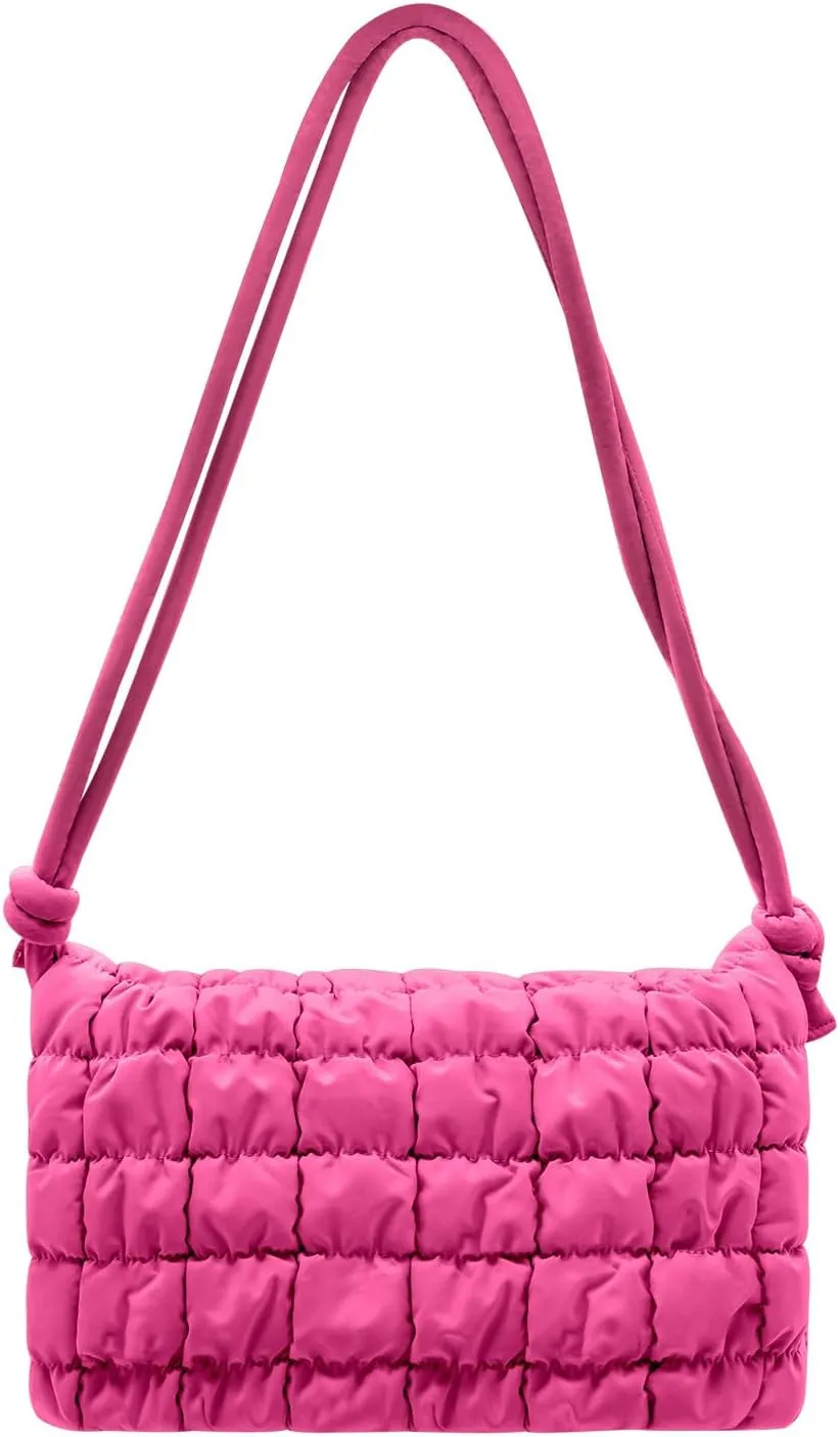NAARIIAN Small Shoulder handbag for Women, Puffy Cute Purses Quilted Crescent Hobo Clutch Top-Handle