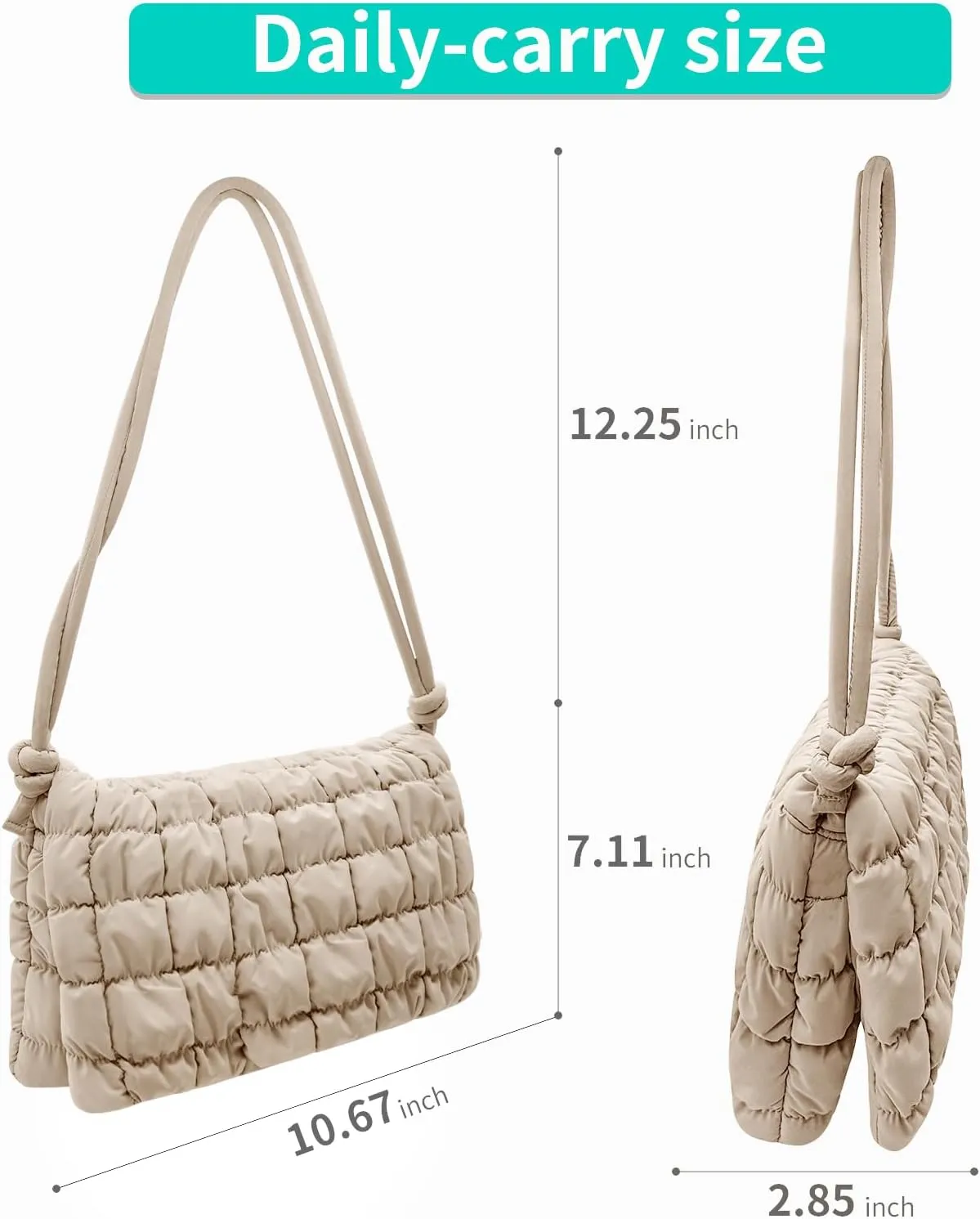 NAARIIAN Small Shoulder handbag for Women, Puffy Cute Purses Quilted Crescent Hobo Clutch Top-Handle