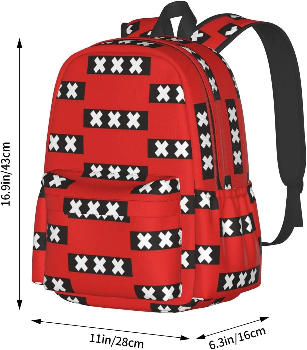 Netherlands Holland Flag Large Travel Backpack Casual Backpacks Laptop Daypack Working Rucksack Lightweight Back Pack Sports Bag with Adjustable Shoulder Strap