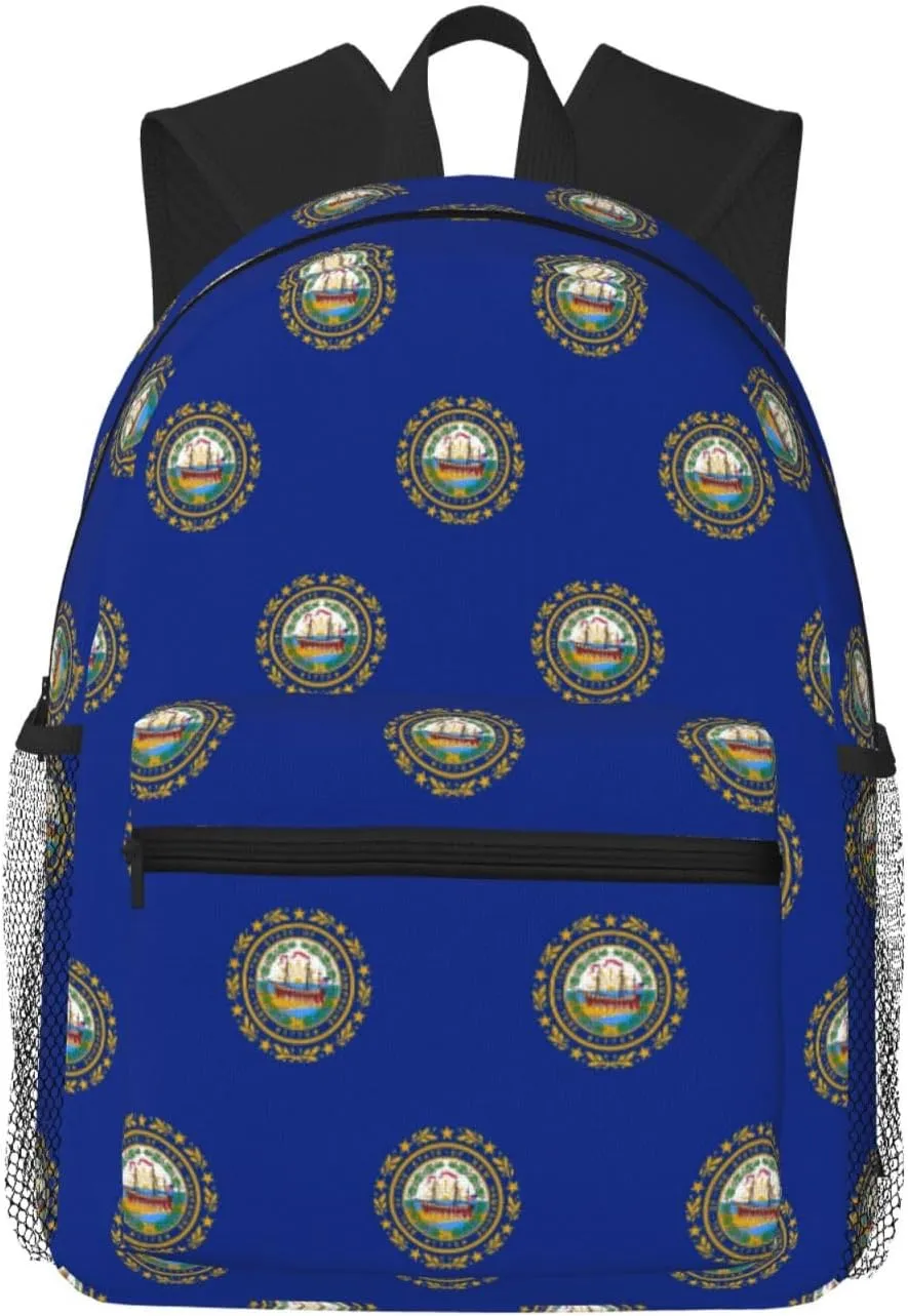 New Hampshire State Flag Fashion Backpack,Casual Daypack Backpacks For Men Women, Laptop Bag Travel Hiking Camping