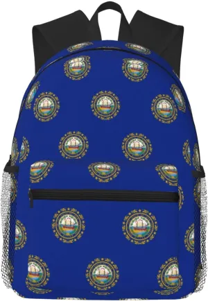 New Hampshire State Flag Fashion Backpack,Casual Daypack Backpacks For Men Women, Laptop Bag Travel Hiking Camping