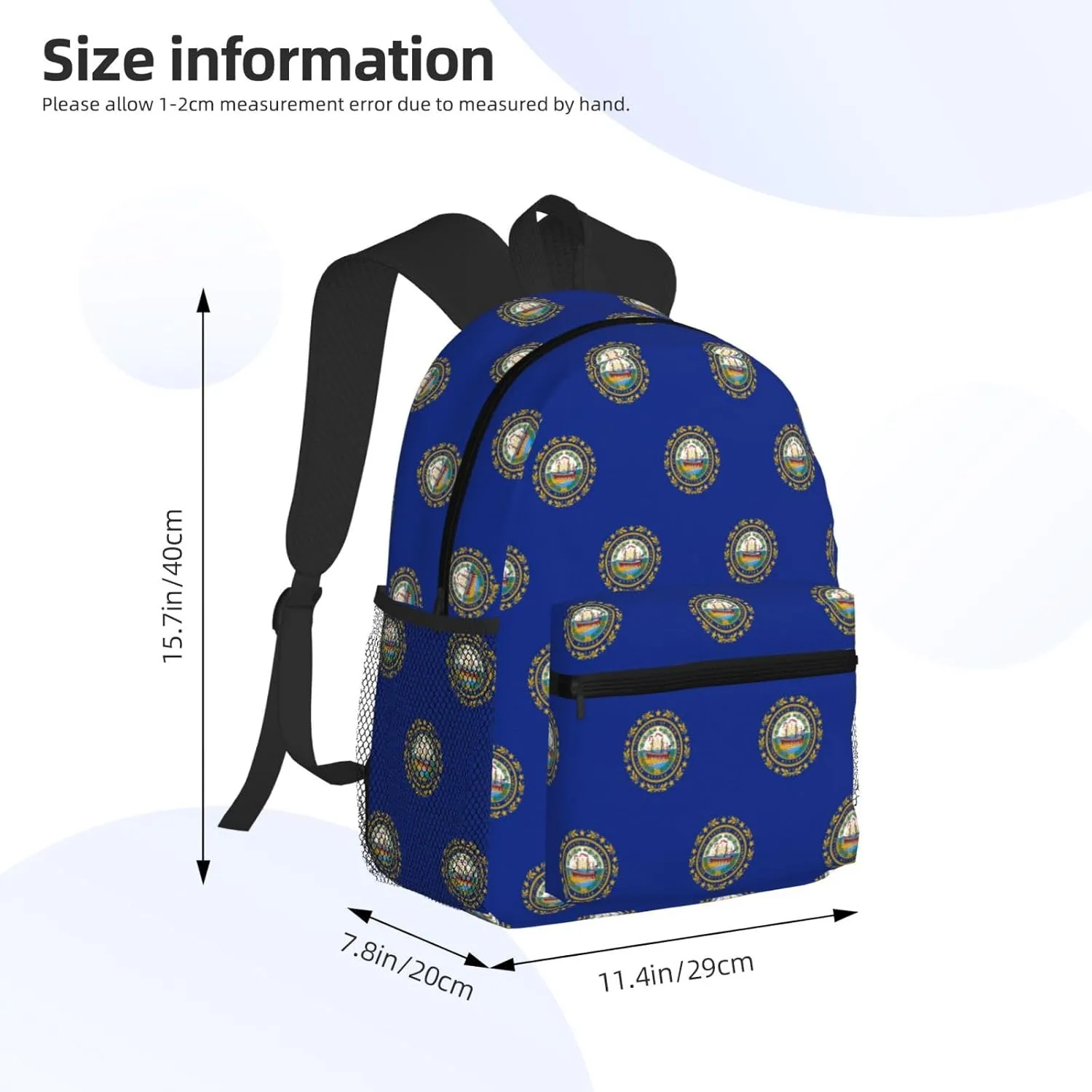 New Hampshire State Flag Fashion Backpack,Casual Daypack Backpacks For Men Women, Laptop Bag Travel Hiking Camping