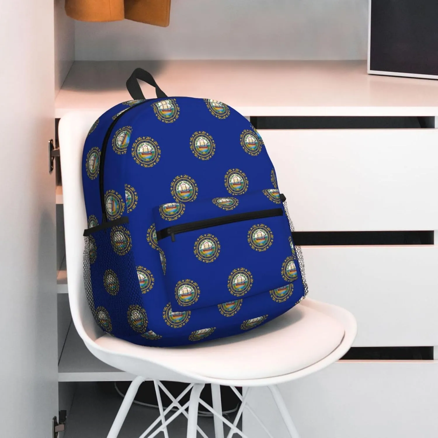 New Hampshire State Flag Fashion Backpack,Casual Daypack Backpacks For Men Women, Laptop Bag Travel Hiking Camping
