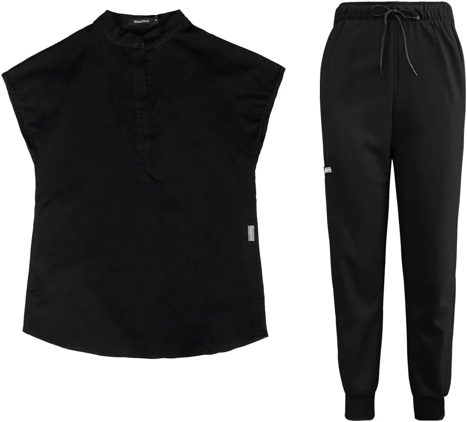 Niaahinn Scrub Set for Women - Top & Jogger Pant With Multiple Pockets - Medium Uniform Suit