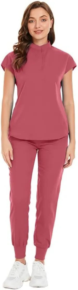 Niaahinn Scrub Set for Women - Top & Jogger Pant With Multiple Pockets - Medium Uniform Suit