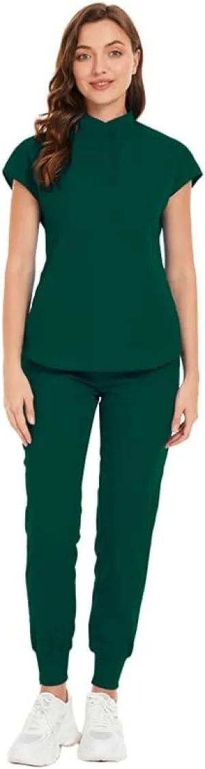 Niaahinn Scrub Set for Women - Top & Jogger Pant With Multiple Pockets - Medium Uniform Suit