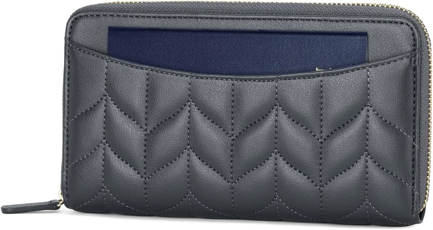nuoku Womens RFID Wallet Purse Wristlet Crossbody Clutch with Zip Around 2 Strap