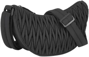 Nylon Quilted Crescent Hobo Bag for Women Solid Crossbody Shoulder Bag Handbags Small Satchel Sports Bag Work Bag