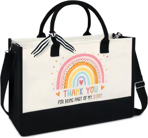 OASSIE Teacher Appreciation Gifts - Canvas Tote Bag 13oz With Zipper - Teacher's Day Birthday Thank You Gifts for Teachers