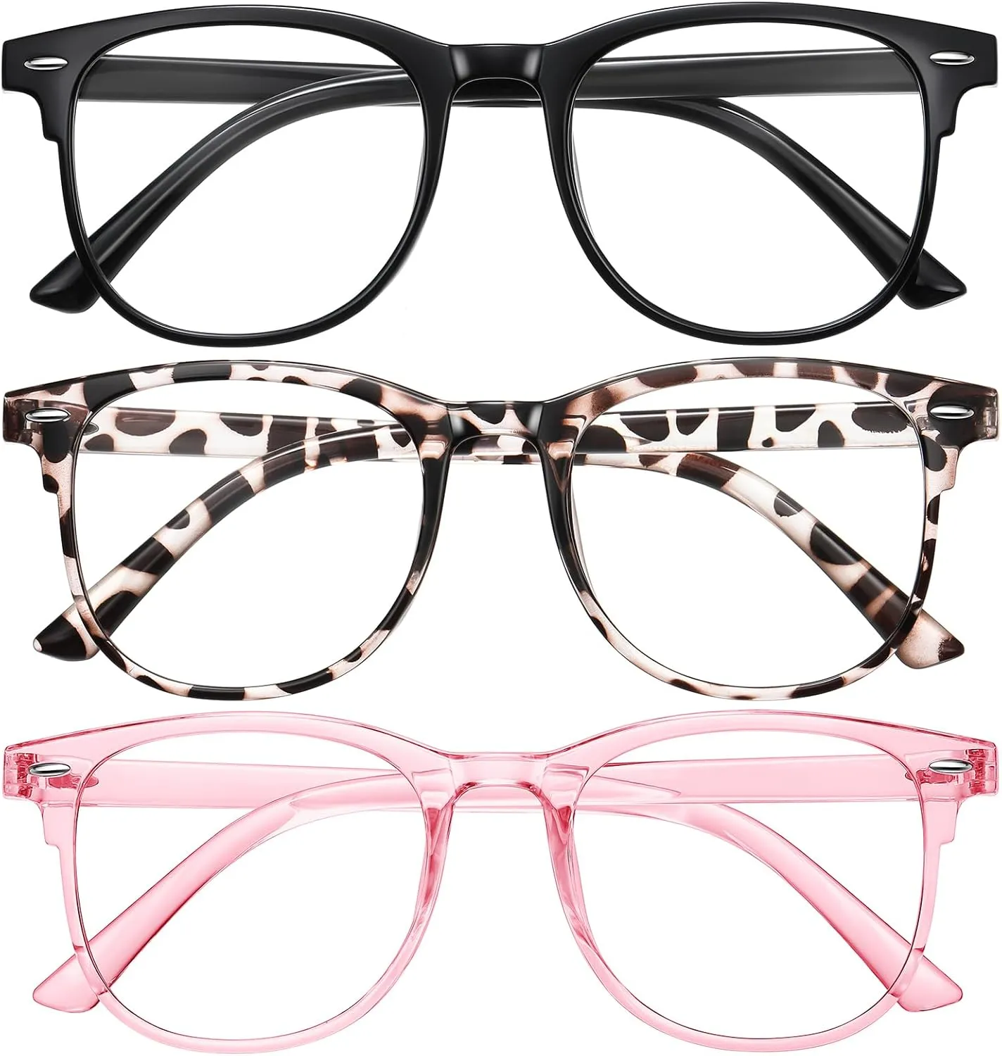 Okany 3 Pack Blue Light Blocking Glasses for Women Men, Round Computer Glasses Anti Eye Strain/UV/Glare Gaming Glasses