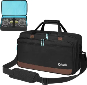 ORKELS DJ Controller Case for Pioneer DDJ FLX4, SB2, SB3, DJ 400, DJ RB - Travel Bag with Adjustable Shoulder Strap for Controller, Laptop & Cables - S-20.8''x3.9''x11.8''
