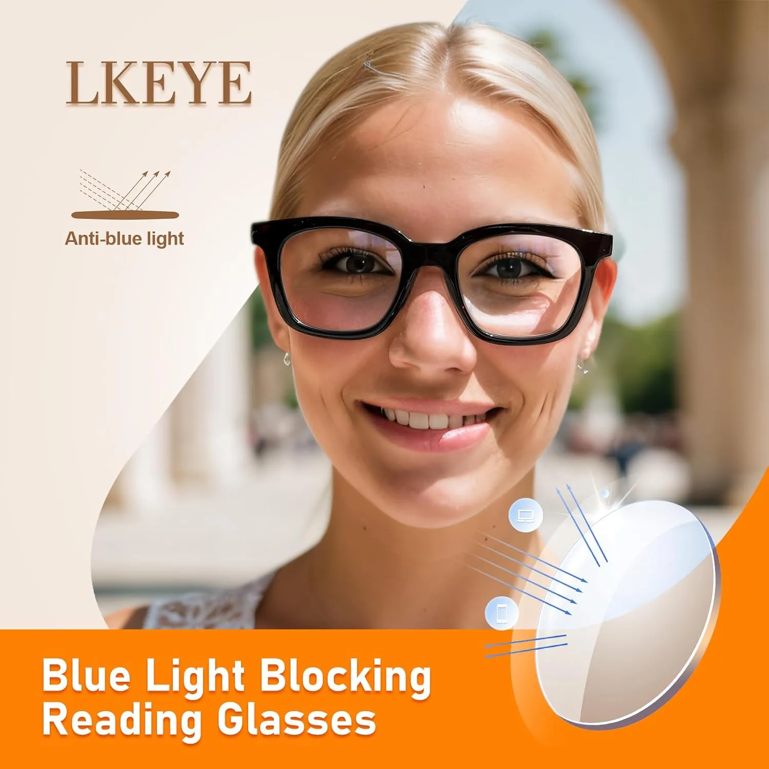 Oversized Reading Glasses For Women Blue Light Blocking Square Computer Reader Stylish Unbreakable Large Eyewear LK6078