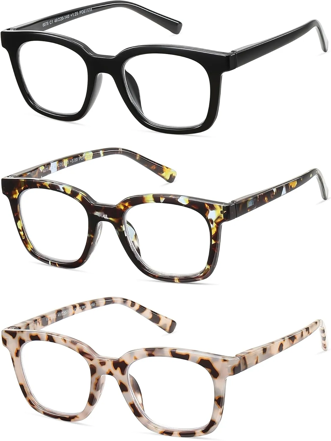 Oversized Reading Glasses For Women Blue Light Blocking Square Computer Reader Stylish Unbreakable Large Eyewear LK6078